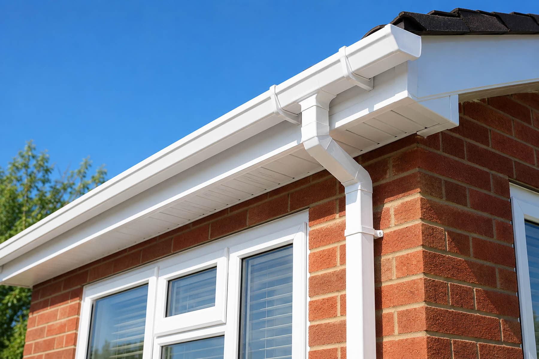 clean gutter and downpipe on small home extension